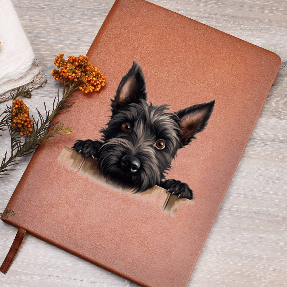 Scottish Terrier Peeking - Vegan Leather Journal