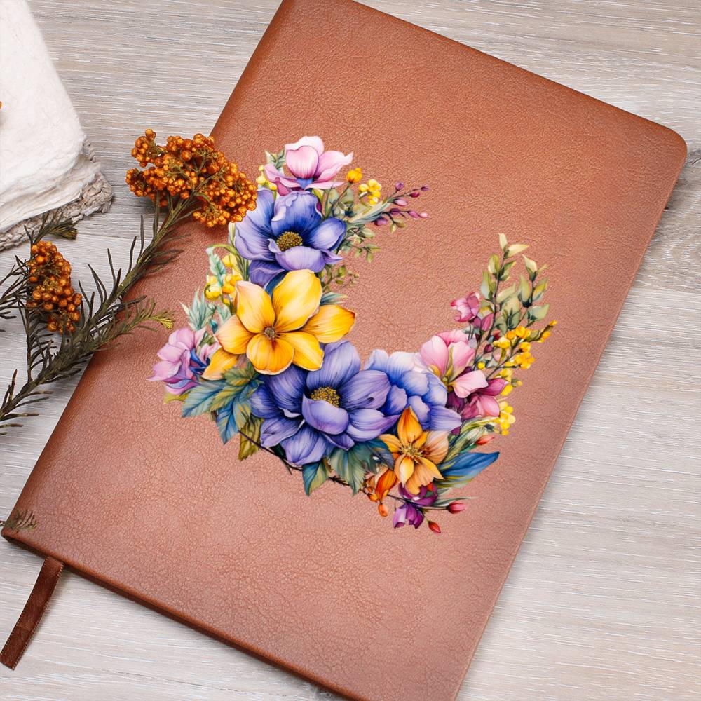 Floral Flower Wreath 107 - Vegan Leather Journal