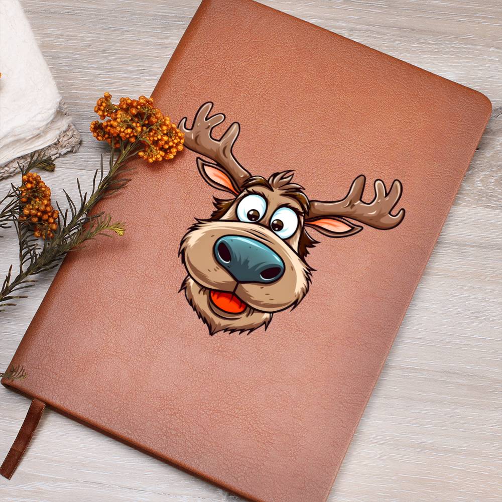 Funny Reindeer Face 02 - Vegan Leather Journal