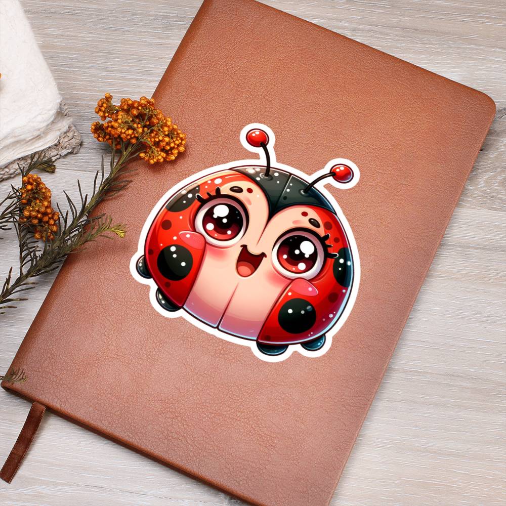 Cute Ladybug sticker 82 - Vegan Leather Journal