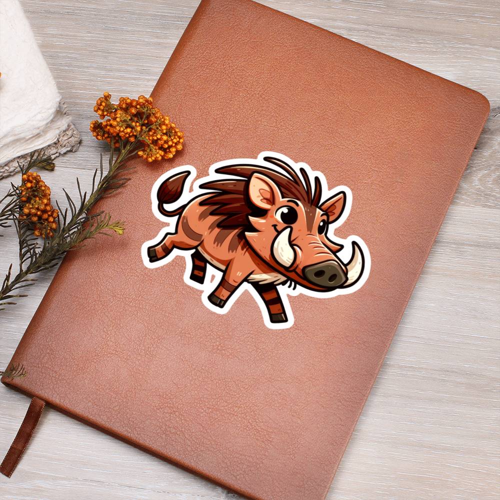 Cute Warthog sticker 213 - Vegan Leather Journal