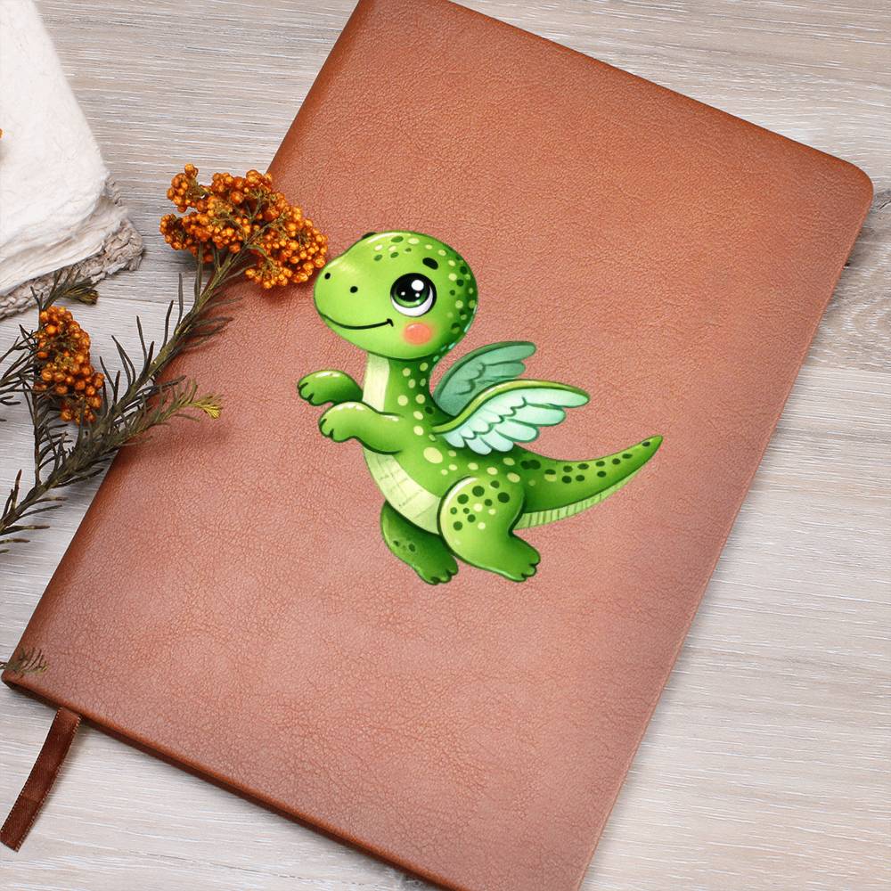 Colorful Baby Dinosaur 082 - Vegan Leather Journal