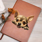 Chihuahua Peeking - Vegan Leather Journal