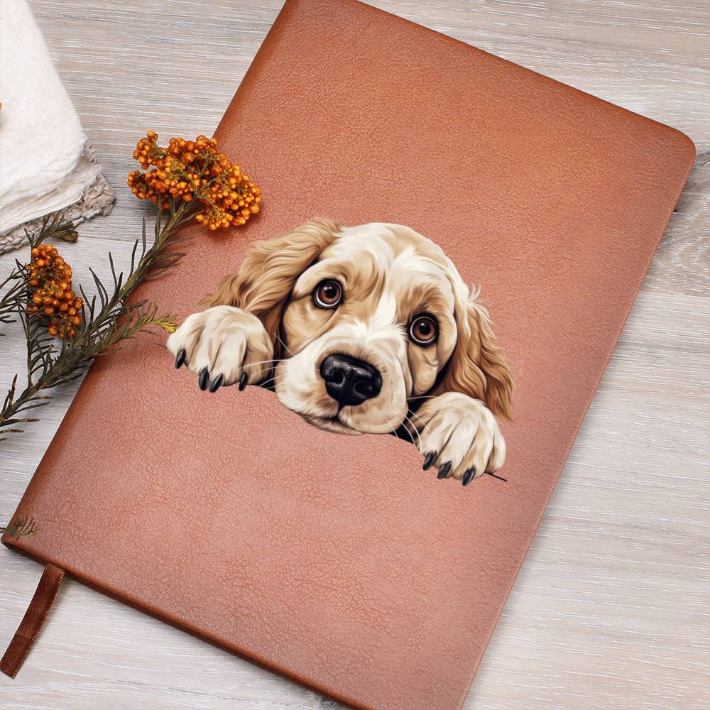 Clumber Spaniel Peeking - Vegan Leather Journal