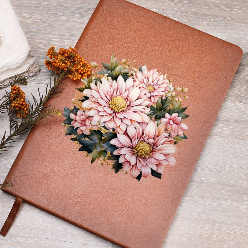 Floral Flower Wreath 090 - Vegan Leather Journal