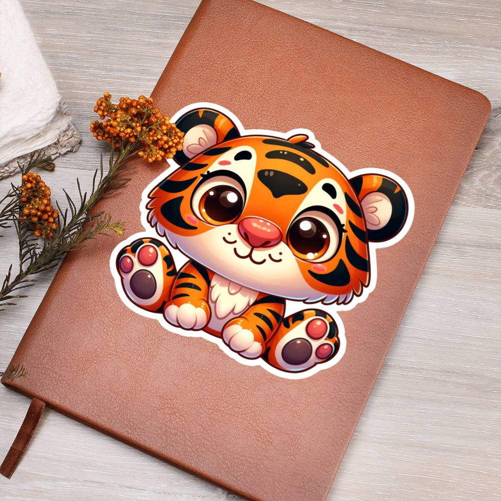 Cute Tiger sticker 182 - Vegan Leather Journal