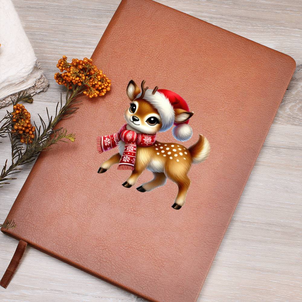 Cute Christmas Reindeer 013 - Vegan Leather Journal