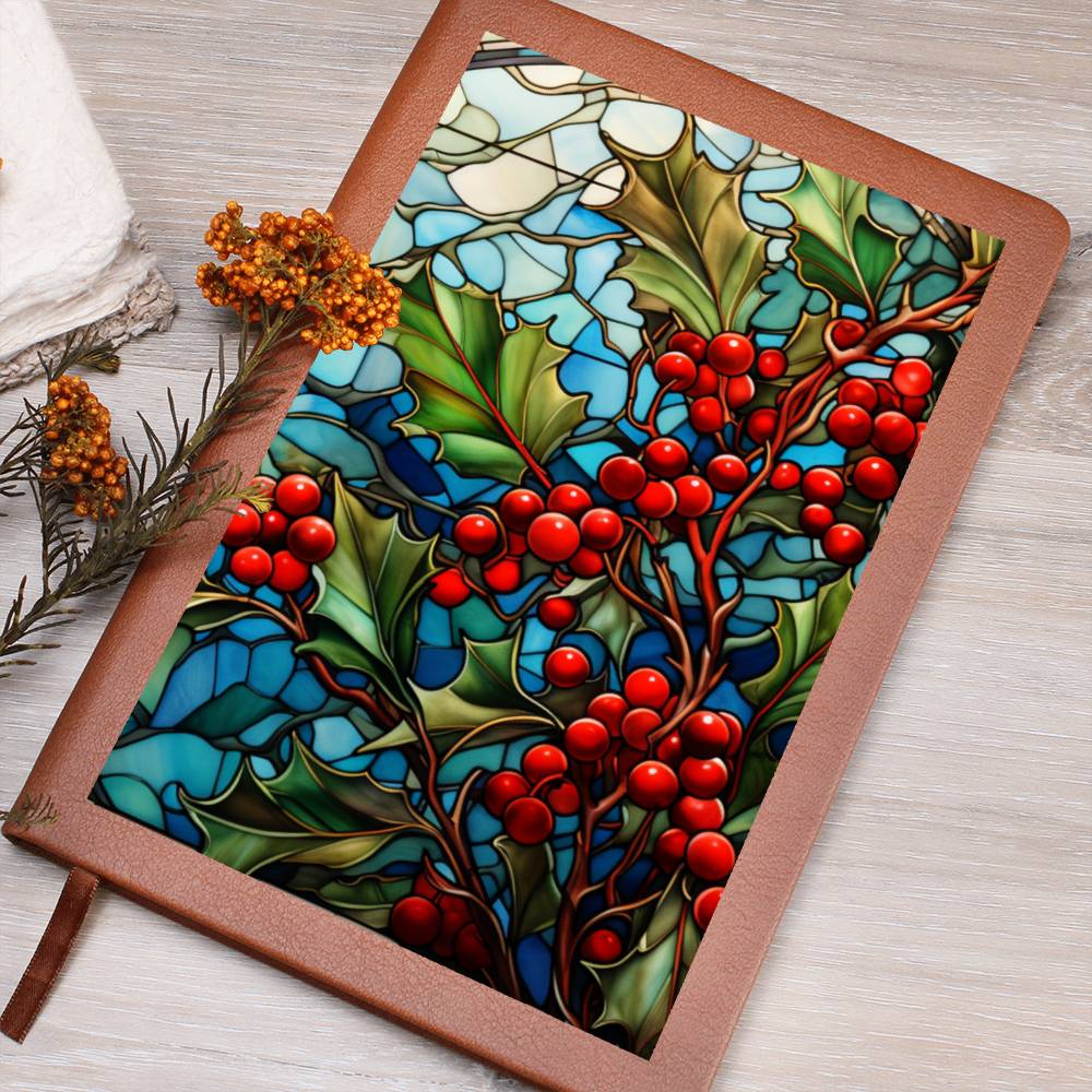 Christmas Stained Glass Design 033 - Vegan Leather Journal