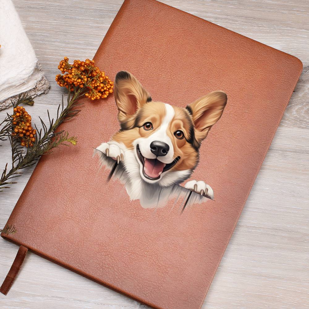 Pembroke Welsh Corgi  Peeking - Vegan Leather Journal