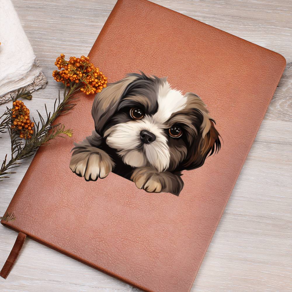 Shih Tzu Peeking - Vegan Leather Journal
