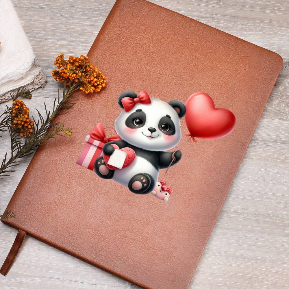 Valentine's Day Panda 002 - Vegan Leather Journal