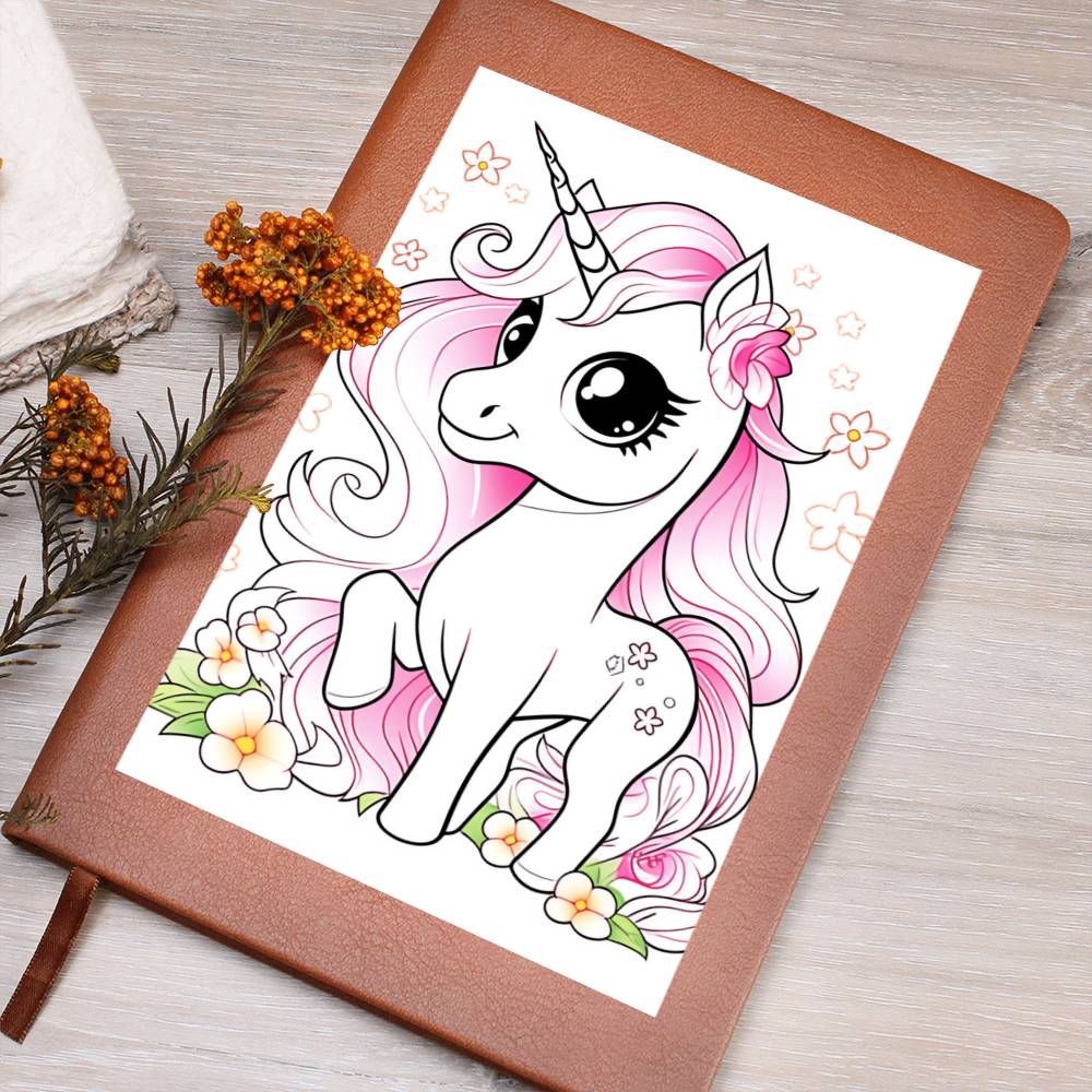 Cute Unicorn 103 - Vegan Leather Journal