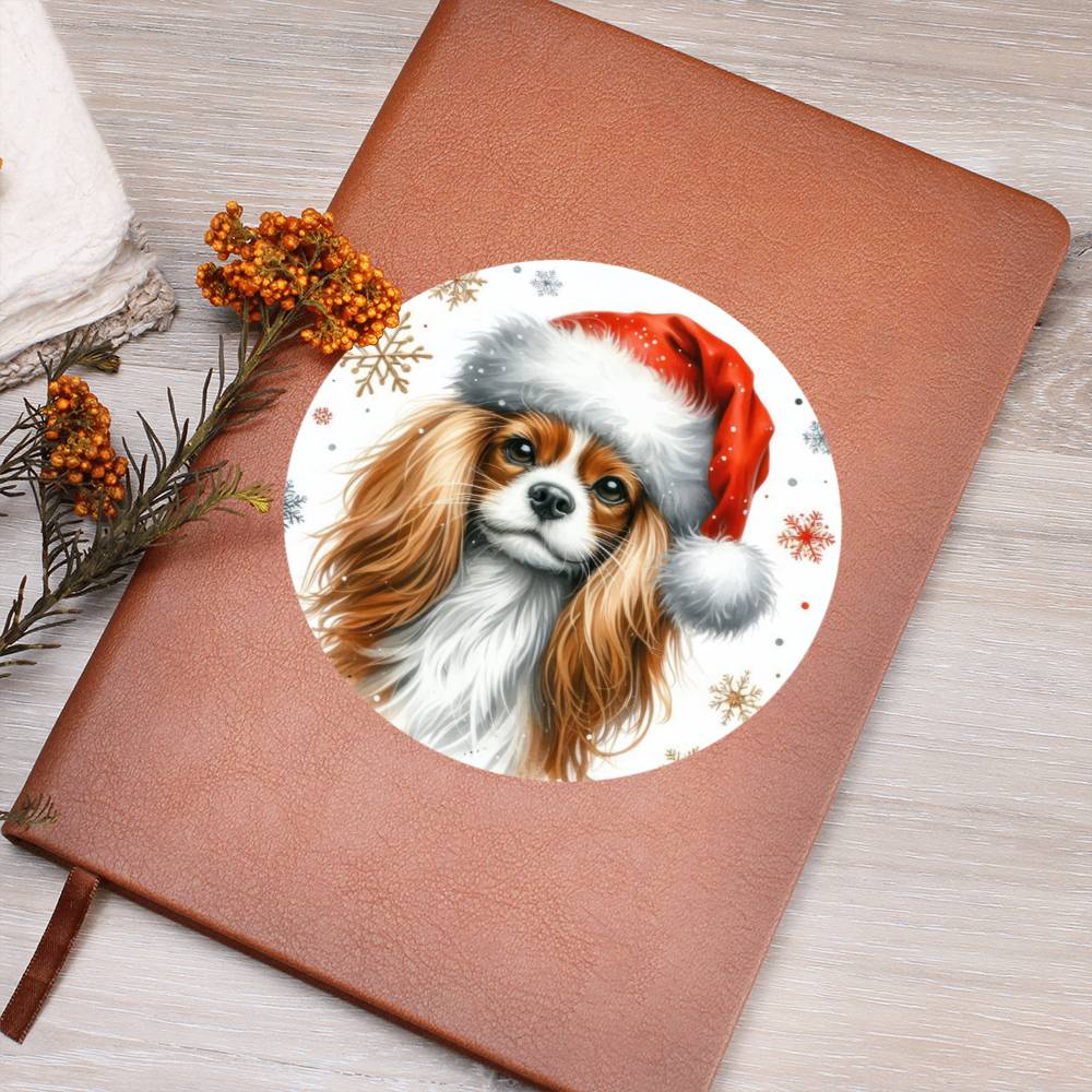 Christmas Dog - English Toy Spaniel - Vegan Leather Journal