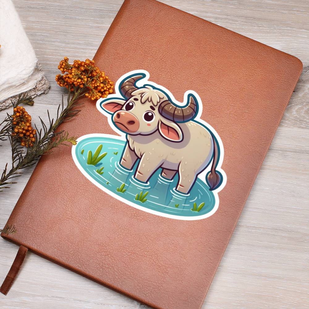Cute Water buffalo sticker 214 - Vegan Leather Journal