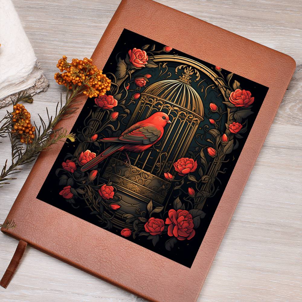 Birds And Floral Design 162 - Vegan Leather Journal