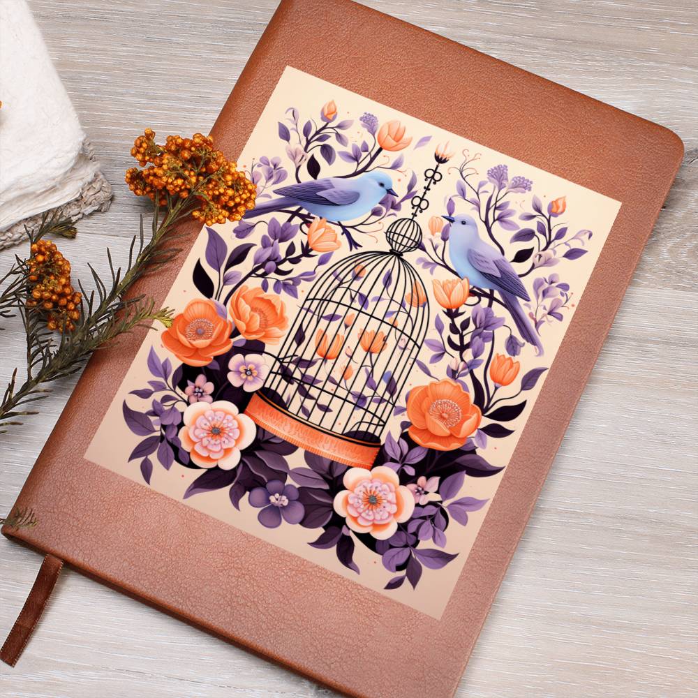Birds And Floral Design 110 - Vegan Leather Journal