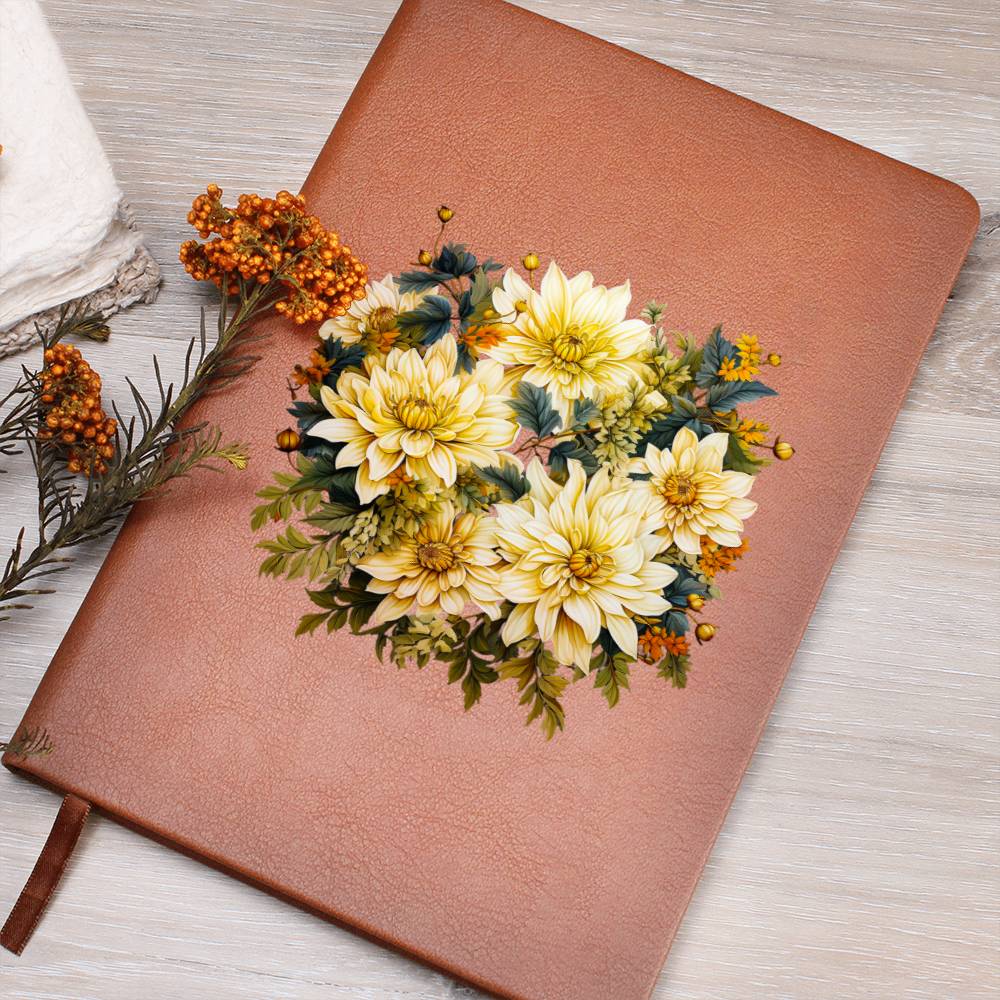 Floral Flower Wreath 096 - Vegan Leather Journal