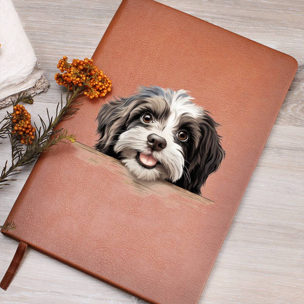 Havanese Peeking - Vegan Leather Journal