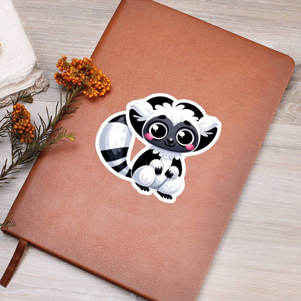 Cute Sifaka sticker 166 - Vegan Leather Journal