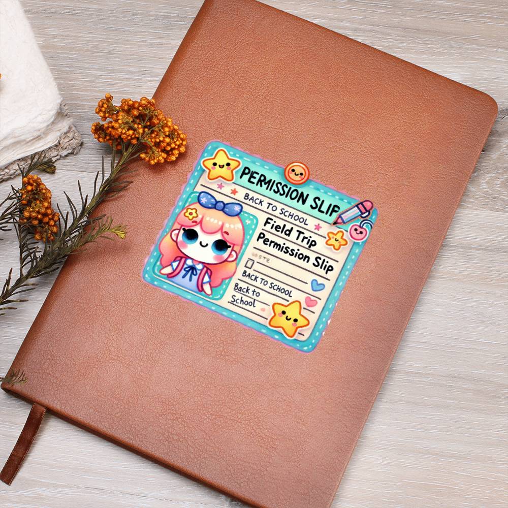 Cute Back to School Sticker 071 - Vegan Leather Journal