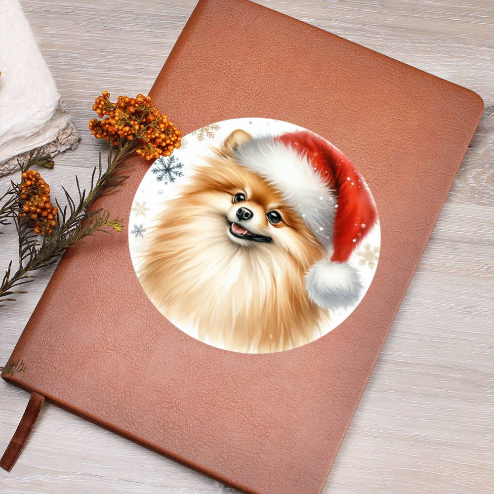Christmas Dog - Pomeranian - Vegan Leather Journal