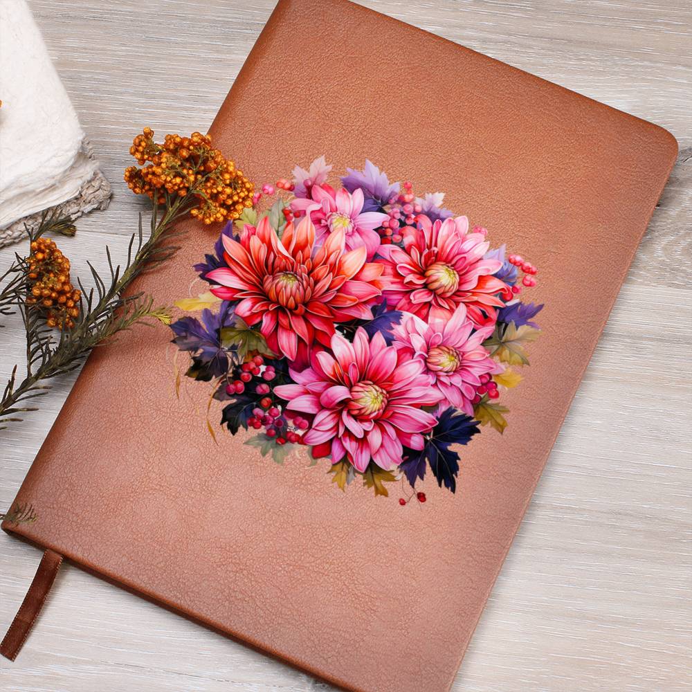 Floral Flower Wreath 143 - Vegan Leather Journal
