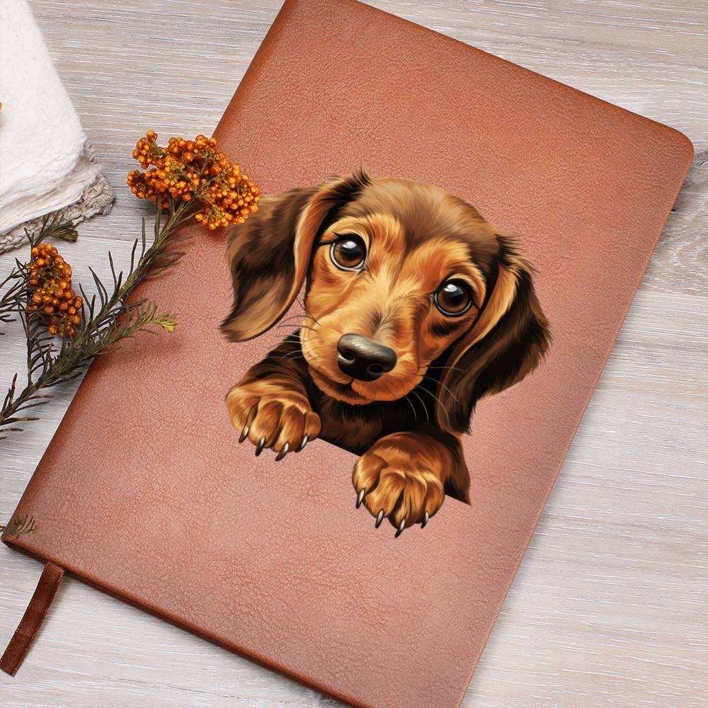 Dachshund Peeking - Vegan Leather Journal