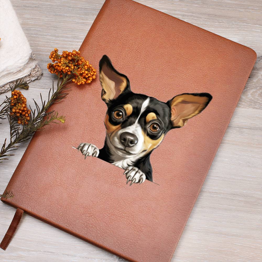 Rat Terrier Peeking - Vegan Leather Journal