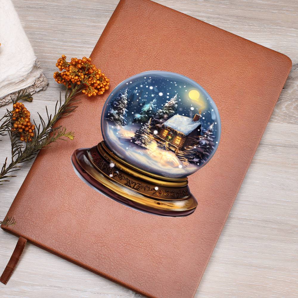 Watercolor Christmas Snow Globe 017 - Vegan Leather Journal
