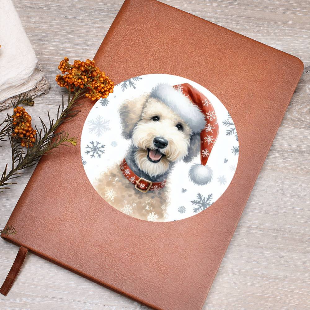 Christmas Dog - Bedlington Terrier - Vegan Leather Journal