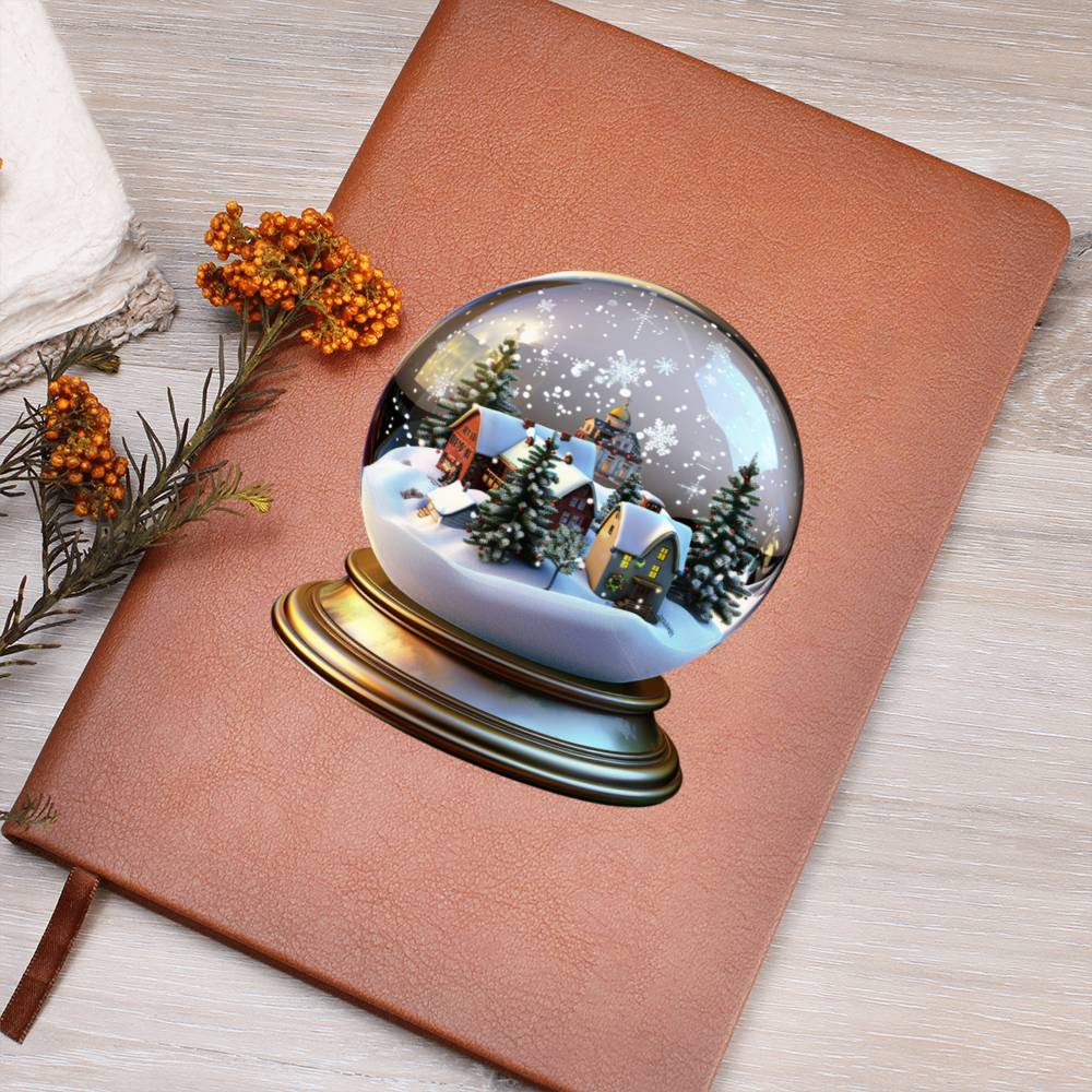 Watercolor Christmas Snow Globe 030 - Vegan Leather Journal