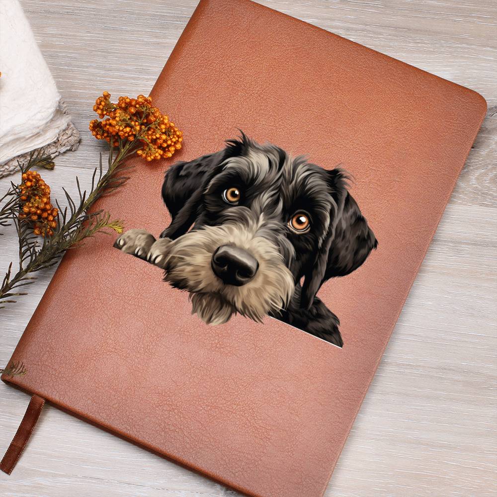 Giant Schnauzer Peeking - Vegan Leather Journal