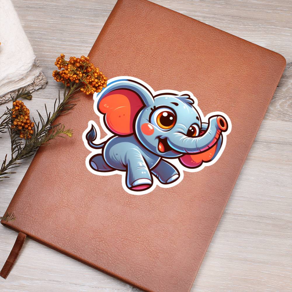 Cute Elephant sticker 45 - Vegan Leather Journal