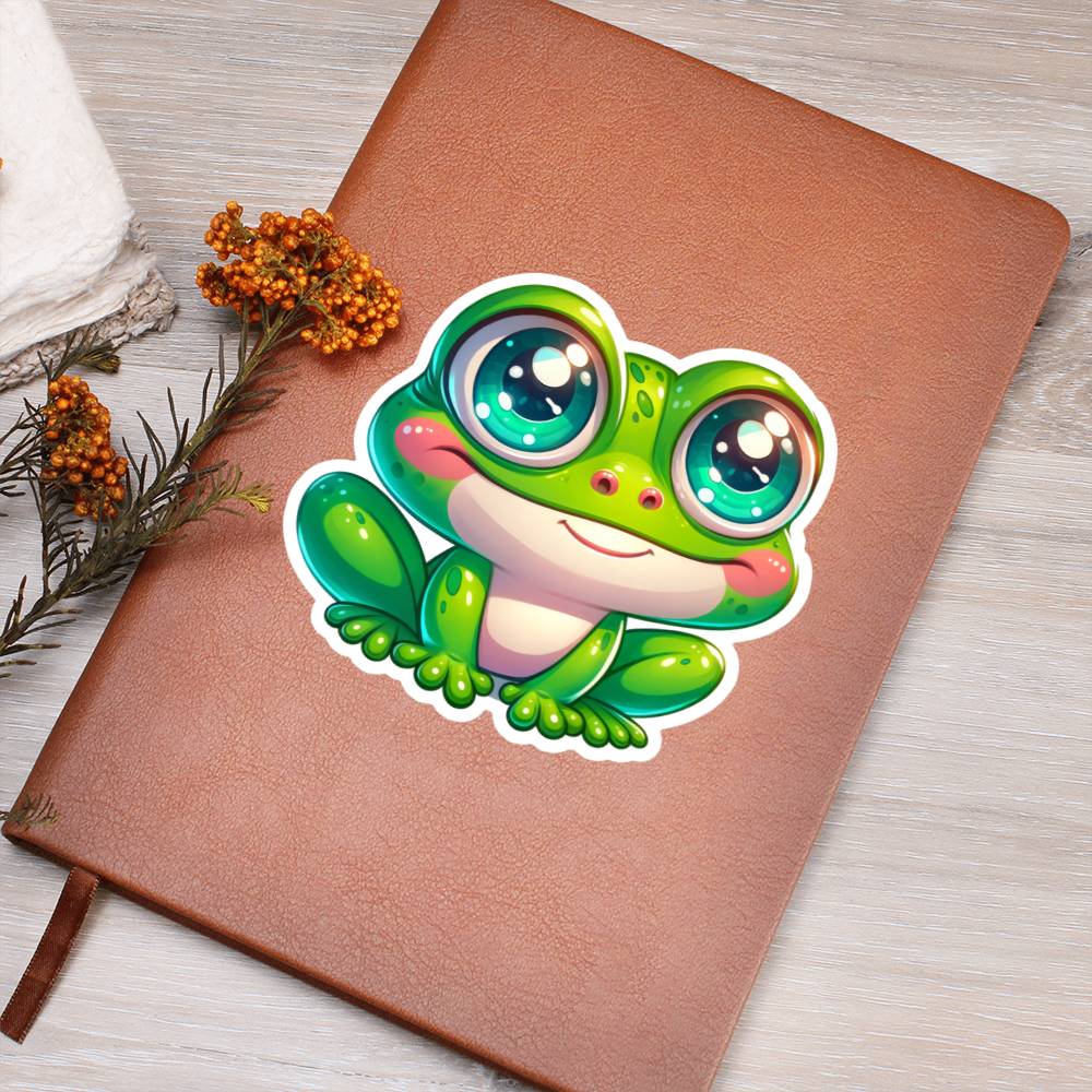 Cute Frog sticker 55 - Vegan Leather Journal
