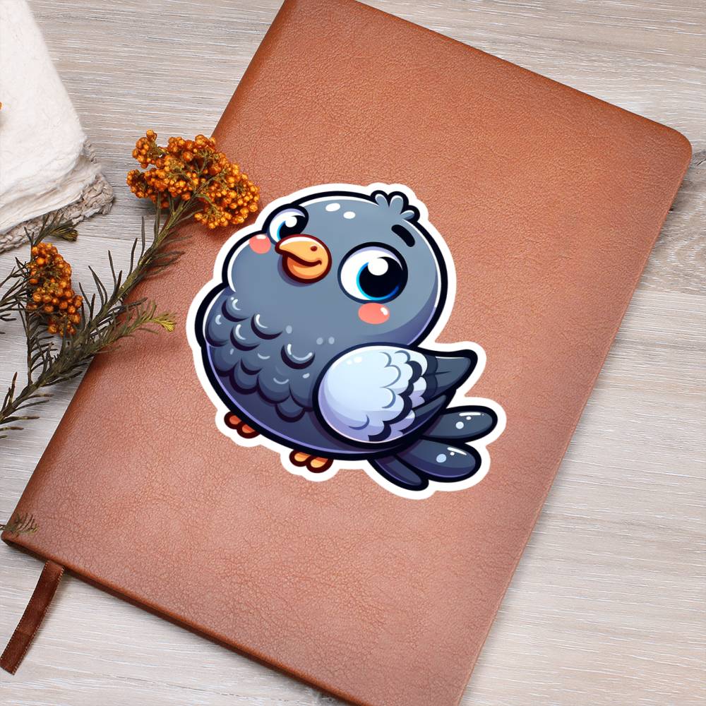 Cute Pigeon sticker 127 - Vegan Leather Journal