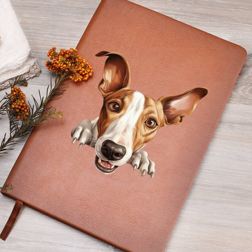 Ibizan Hound Peeking - Vegan Leather Journal