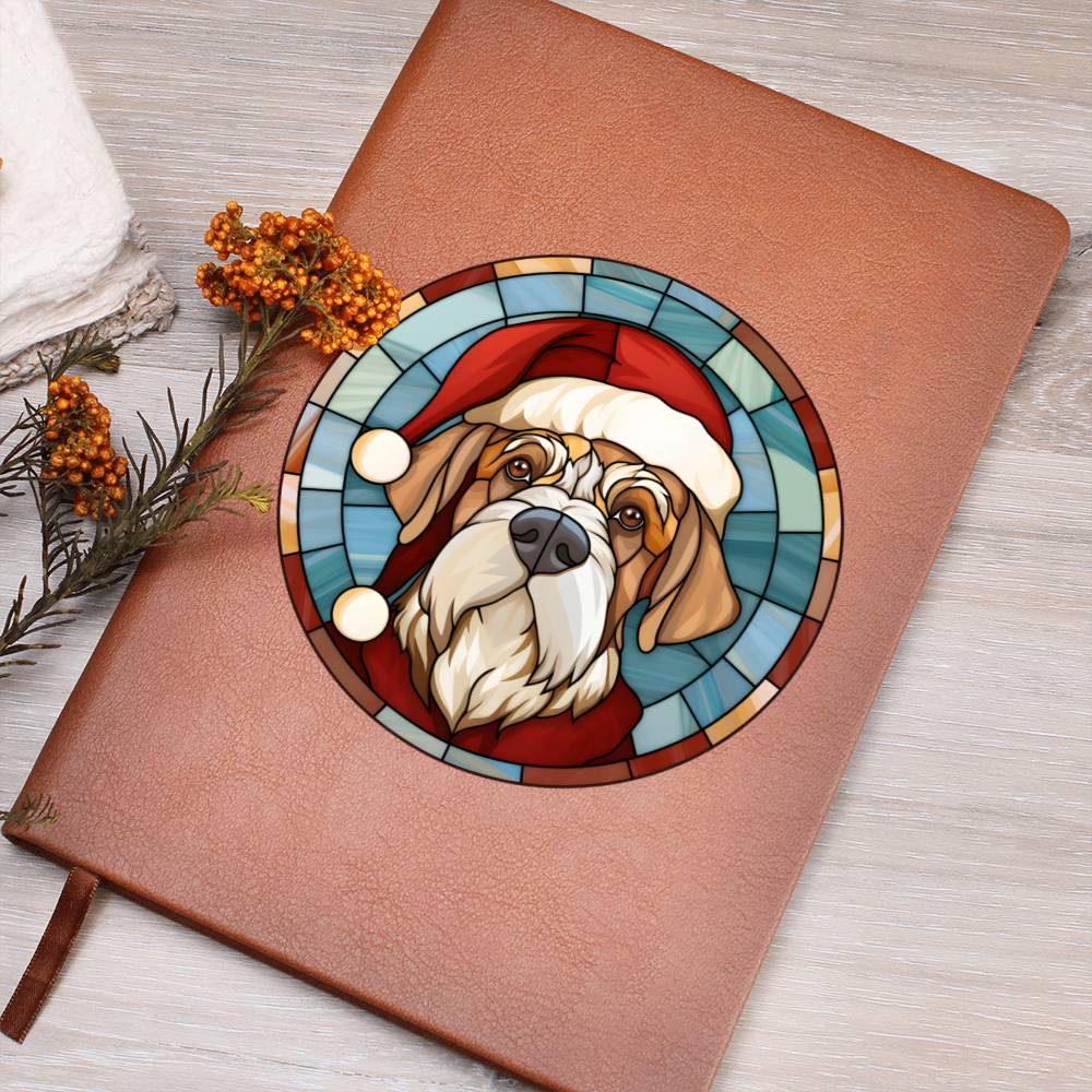 Dog Stained Glass Christmas Design 006 - Vegan Leather Journal