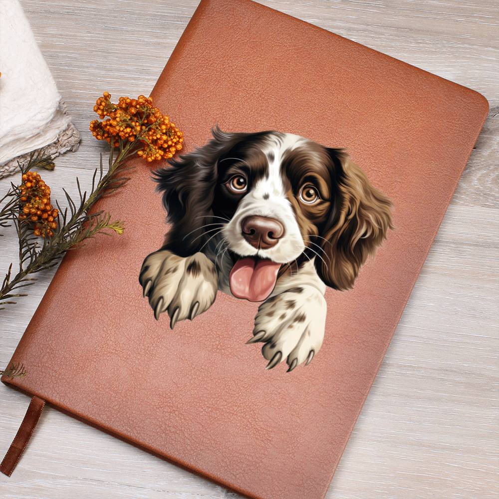 English Springer Spaniel Peeking - Vegan Leather Journal