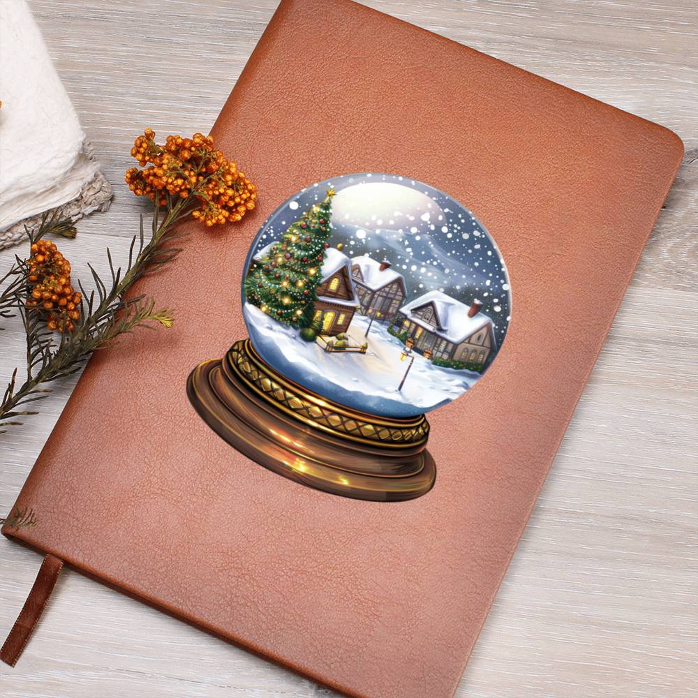 Watercolor Christmas Snow Globe 028 - Vegan Leather Journal