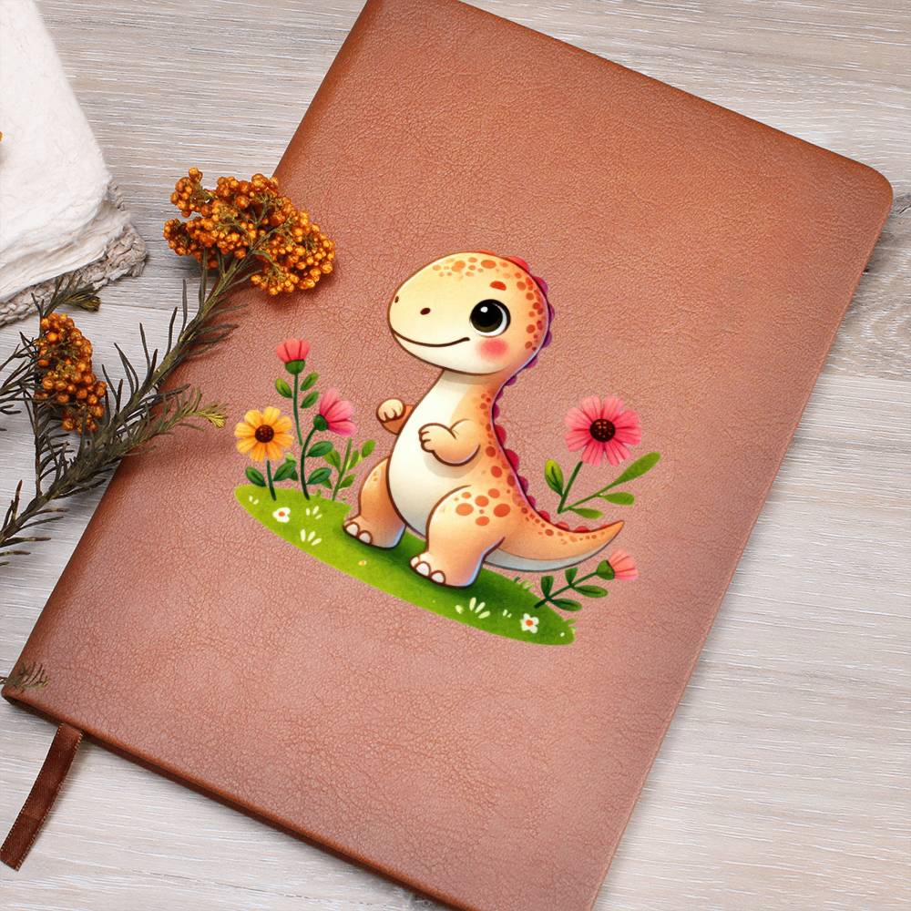 Colorful Baby Dinosaur 011 - Vegan Leather Journal