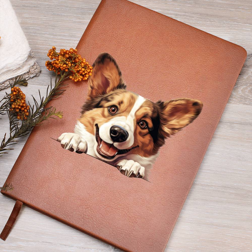 Cardigan Welsh Corgi Peeking - Vegan Leather Journal