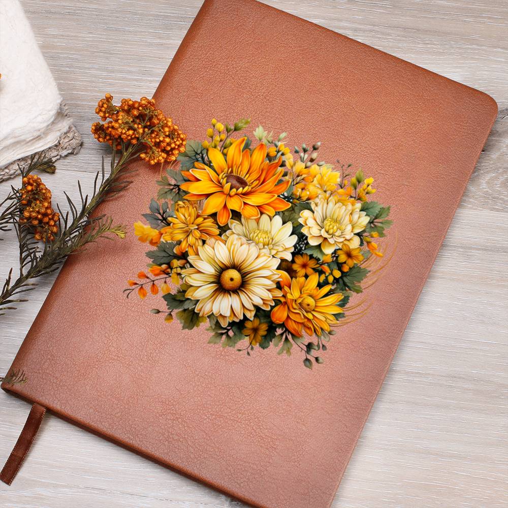 Floral Flower Wreath 145 - Vegan Leather Journal