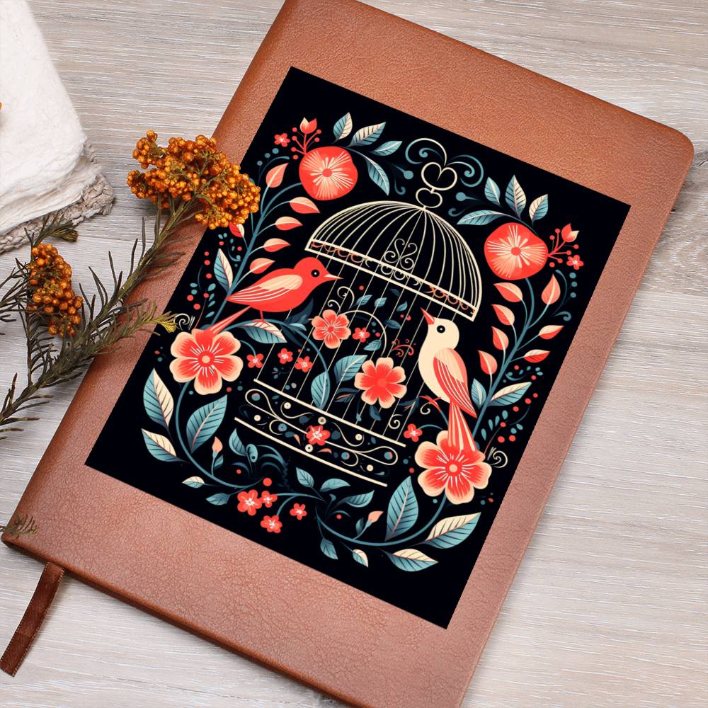 Birds And Floral Design 160 - Vegan Leather Journal