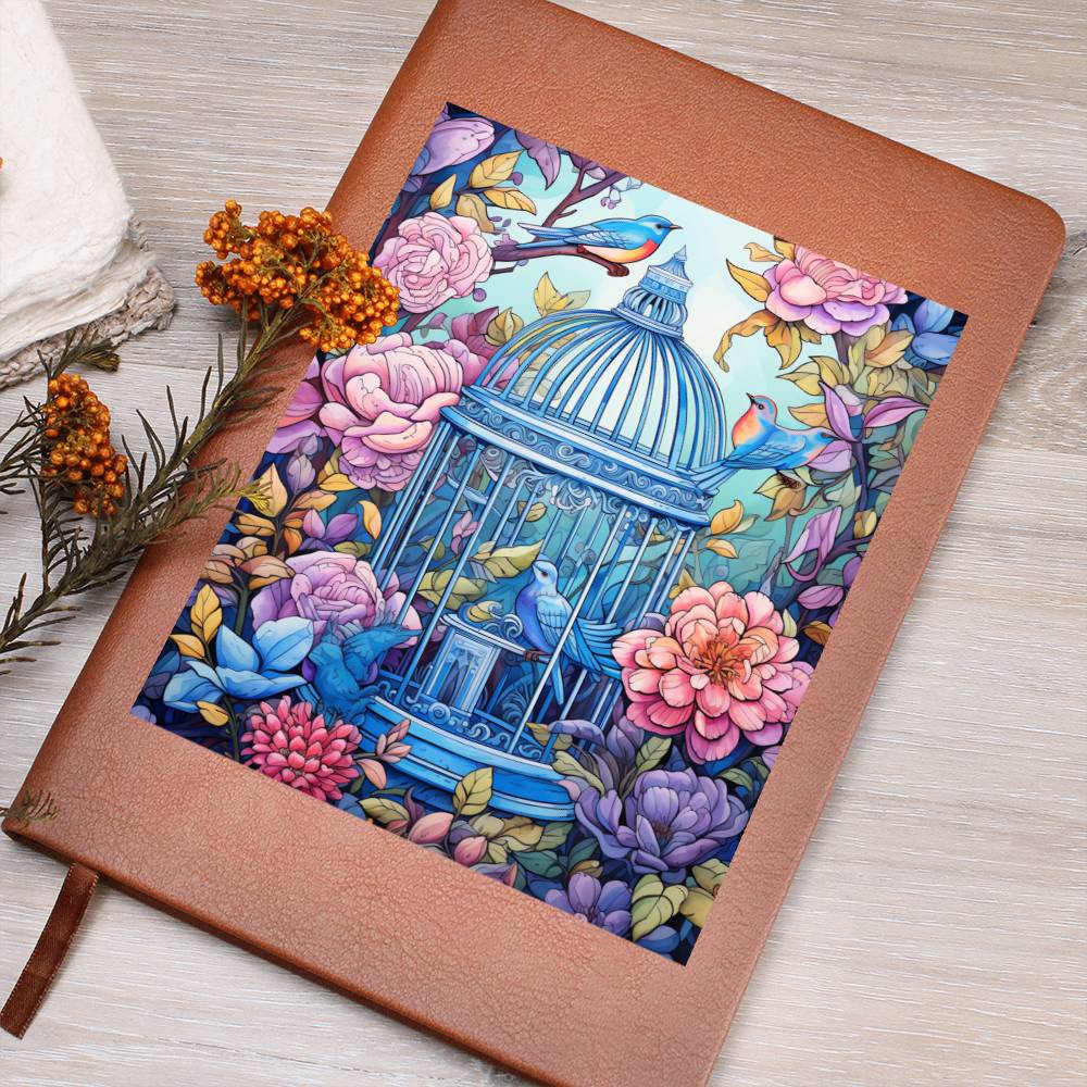 Birds And Floral Design 137 - Vegan Leather Journal