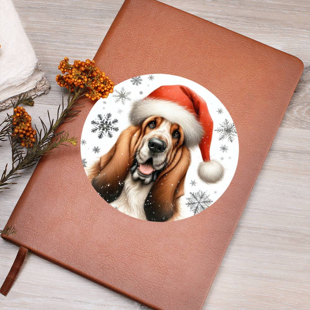 Christmas Dog - Grand Basset Griffon Vendeen - Vegan Leather Journal