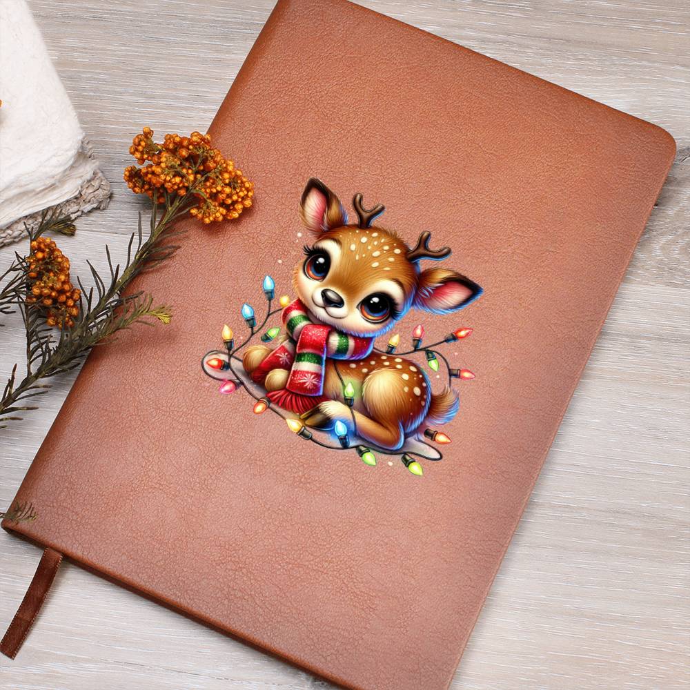 Cute Christmas Reindeer 025 - Vegan Leather Journal