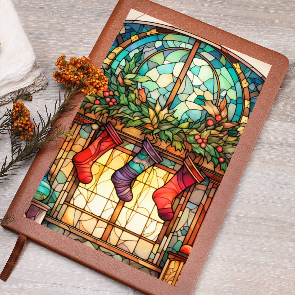 Christmas Stained Glass Design 015 - Vegan Leather Journal
