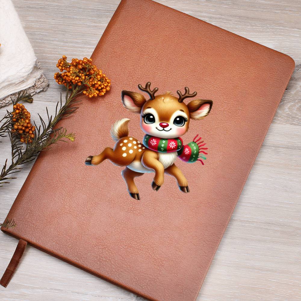 Cute Christmas Reindeer 001 - Vegan Leather Journal
