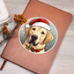 Dog Stained Glass Christmas Design 016 - Vegan Leather Journal