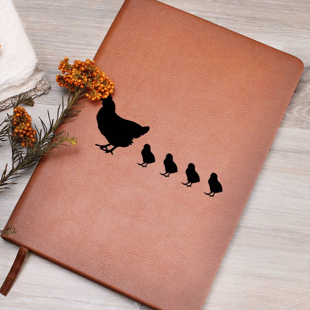 Mama Chicken With 4 Chicks - Vegan Leather Journal